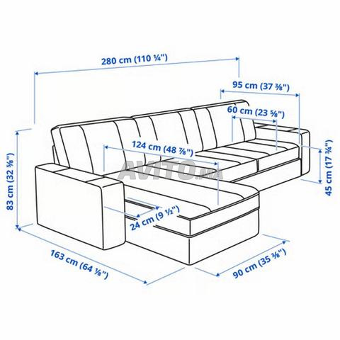 KIVIK Canapé 3 places avec méridienne beige clair - 2