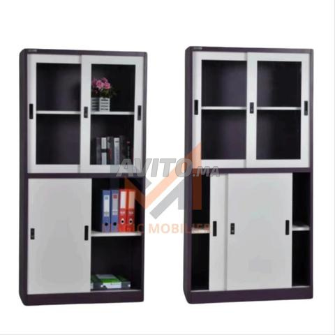 Armoire métallique haute semi vitrées
