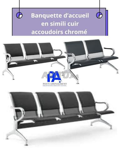 Banquette chromé 3places revêtement cuir\chaise