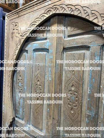 Porte Ancienne Unique en Bois Massif Sculpté - 2