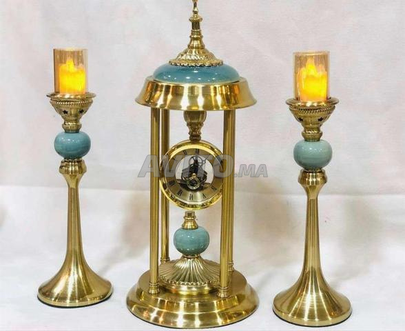 Ensemble horloge de luxe avec 2 bougeoirs - Décor royal raffiné ✨ - 2