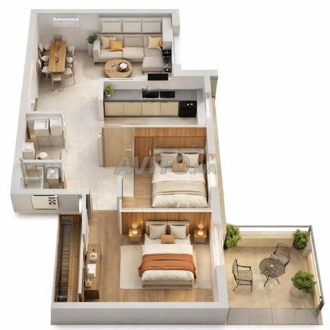 Appartement neuf haut standing 75m²-Guéliz