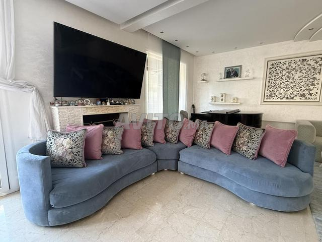 Salon d’angle en velours Bencherif Forme L Arrondi - 2