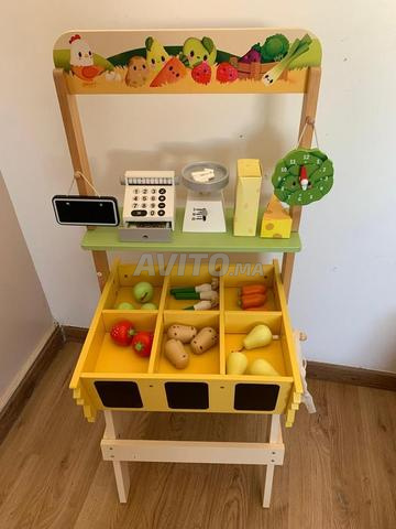 لعبة سوق الفواكه والخضروات الخشبية للأطفال