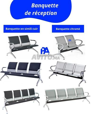 مقعد استقبال من الجلد الصناعي / كروم / قماش
