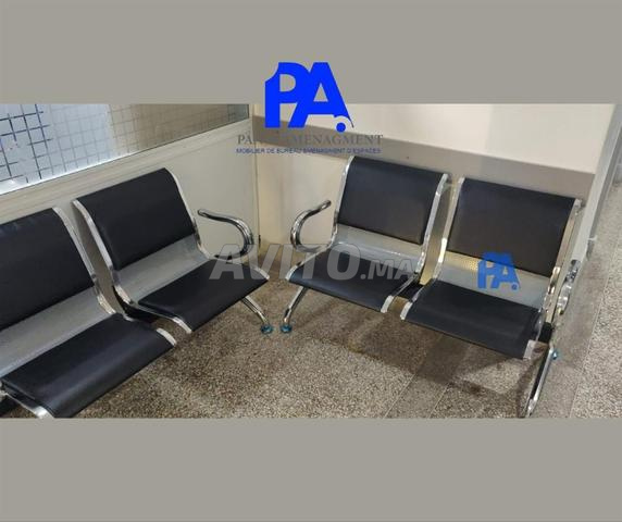 مقعد استقبال من الجلد الصناعي / كروم / قماش - 2