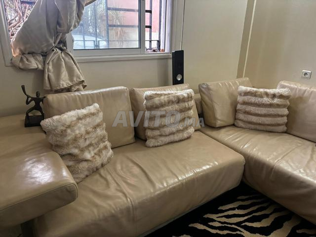 كنبة جلد عجل أصلي