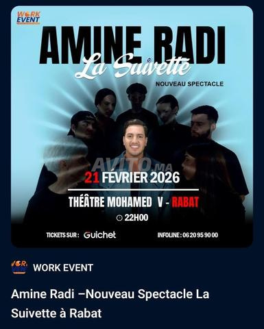 2 tickets VIP à vendre Amine Radi “La Suivette”