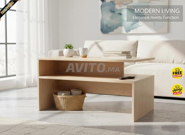 Table Basse Élégante En Bois Effet Noyer