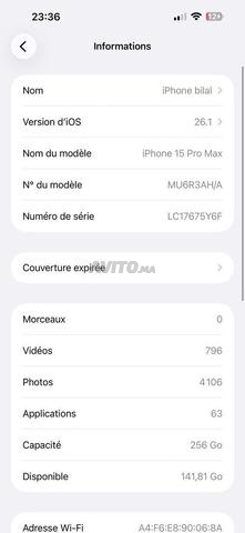 Iphone 15 pro max l’état batterie🔋100%