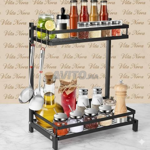 Étagère à épices et accessoires de cuisine, étagère à épices à 2 niveaux.