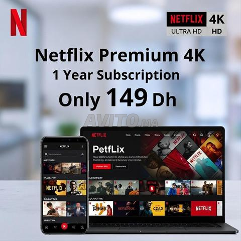 Netflix Premium 4K - 1 An - 149 Dh avec Garantie