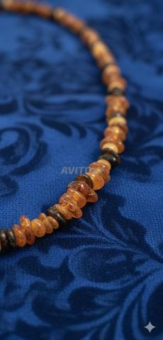 Collier de 3 types d'ambre baltique, miel et noir - 2