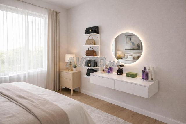 Coiffeuse L avec miroir led - 2