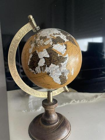 Globe Terrestre en BOIS et ACIER - Etat Neuf