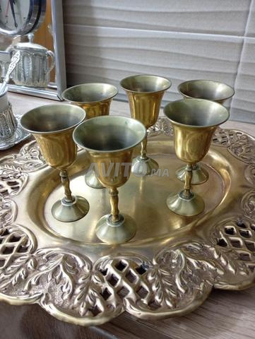 cendrier avec 6 verres en cuivre