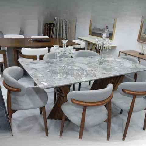 Table à Manger en Marbre avec 6 Chaises