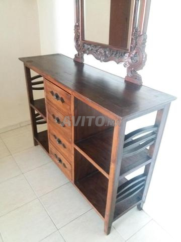 Ensemble console & miroir sculpté bois massif