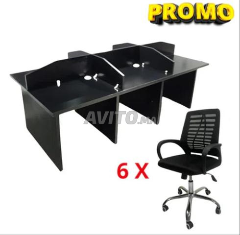 طقم مكتب BENSH خشبي بالإضافة إلى 6 كراسي