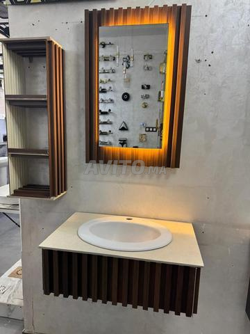 Ensemble de salle de bain 3 pièces PVC et céramique italienne avec éclairage LED