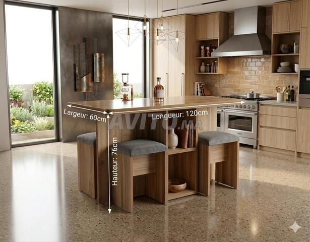 Salle à manger MDF avec 4 chaises 120×60