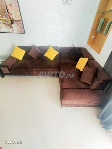 Canapé d'angle velours marron