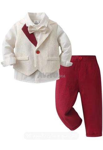 4 قطع طقم أطفال مع ربطة عنق قميص أبيض أنيق