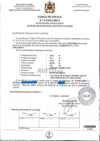 Zodiac série Z310 avec moteur YAMAHA 4 CV