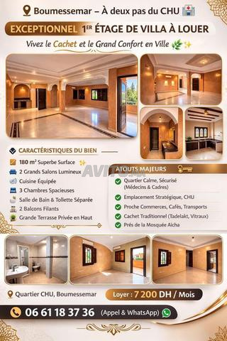 الطابق الأول فيلا 180m2 بالقرب من CHU 2 صالونات 3 غرف