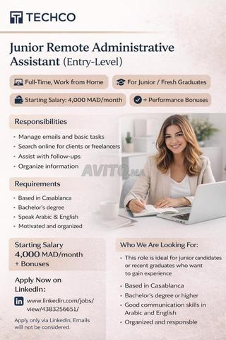 مساعد إداري عن بعد مبتدئ