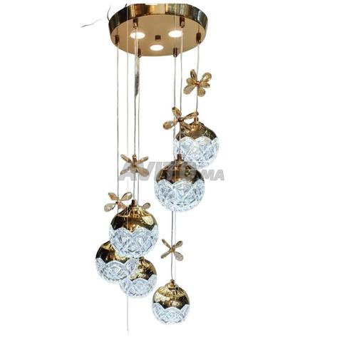 مصباح معلق LED كريستال بتصميم فاخر - 6 مصابيح