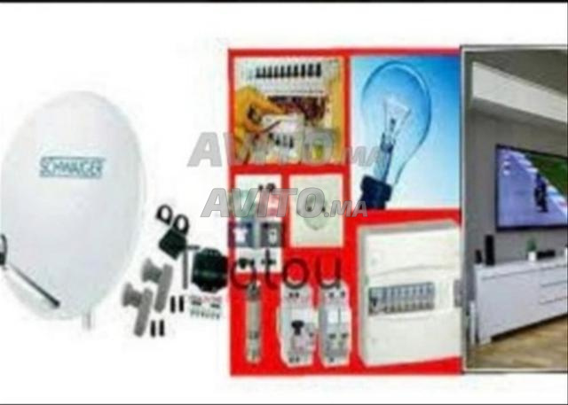 توصيل تلفزيون ذكي، طبق استقبال، وكهرباء