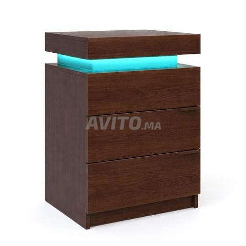 طاولة بجانب السرير LED 3 أدراج - 2