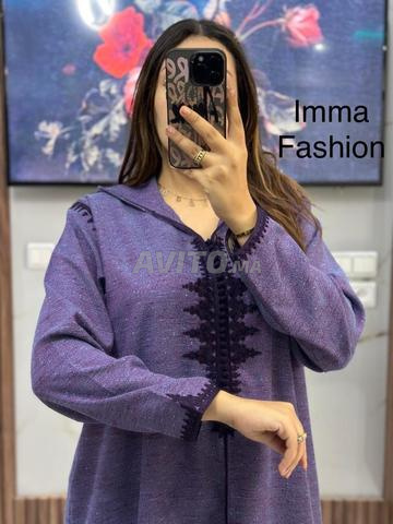 Djellaba en tweed avec broderie et nœuds