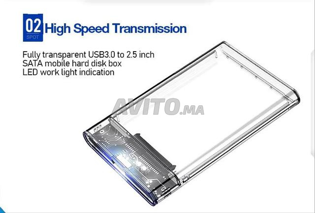 علبة أقراص صلبة USB 3.0 بتصميم شفاف - 2