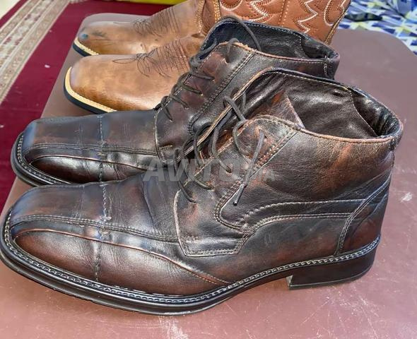 حذاء بوت للكاحل من الجلد البني الداكن - 2