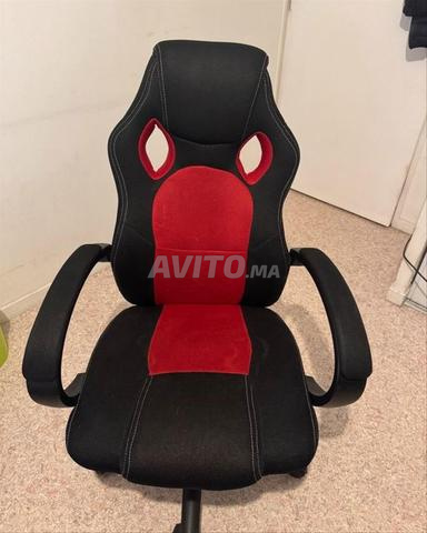 كرسي مكتب أسود وأحمر من القماش قابل للتعديل - 2