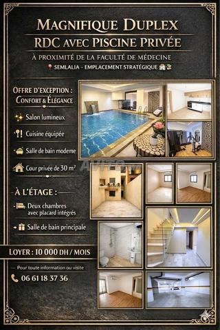 Duplex rdc piscine à Semlalia près fac médecine