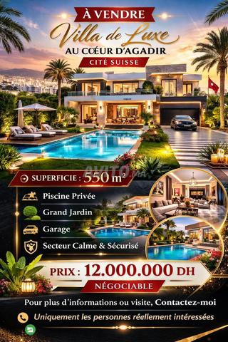 للبيع فيلا فاخرة في سيتي سويس أكادير