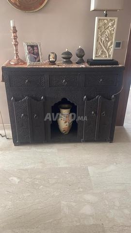 صالون مغربي صغير تقليدي خشبي كامل - 2