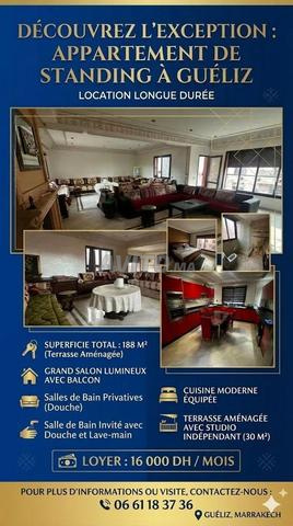 Appart meublé 3ch 3sb lux à Gueliz