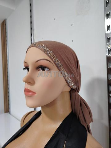 بونيه حجاب نسائي بيج مع أحجار الراين - 2
