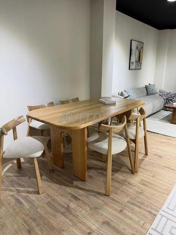 طاولة طعام خشب مصمت 6 أشخاص - 2