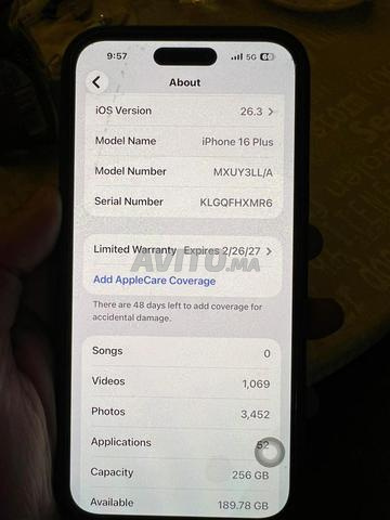 iphone 16 plus 256gb presque neuf, rarement utilisé