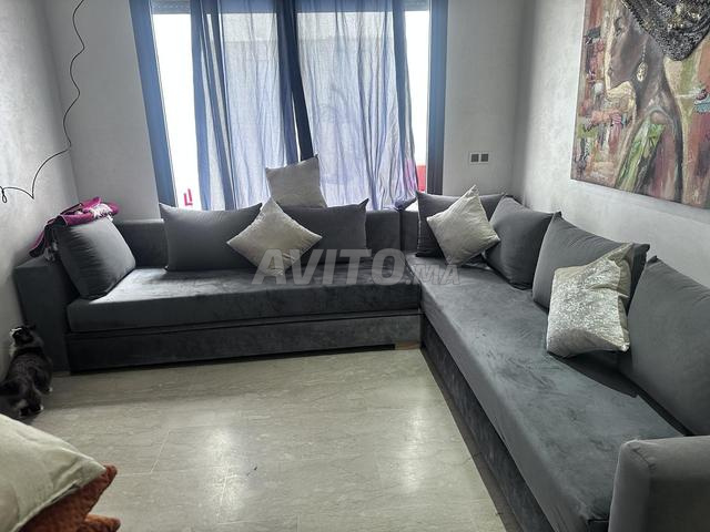 صالون على شكل حرف L لون رمادي فأر - 2