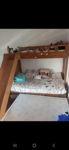 2 Lits superposés et toboggan bois massif