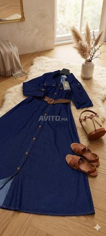 فستان جينز (Denim) طويل أنيق - ملبوس مرة واحدة - 2
