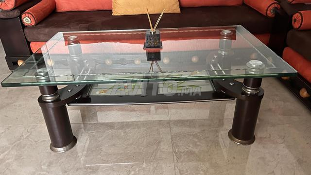 Table basse design bois & verre très bon état - 2