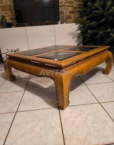 طاولة قهوة من الخشب والزجاج - 2