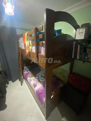 سرير بطابقين خشبي مع مرتبتين للبيع - 2